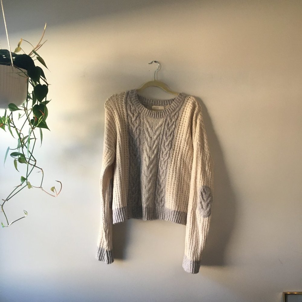 White and gray sweater from anthropologie